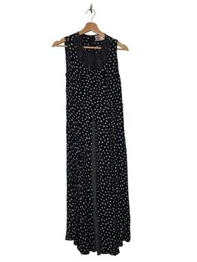RENÉ DERHY Vintage 90s Black White Sleeveless Midi Dress Medium Like New